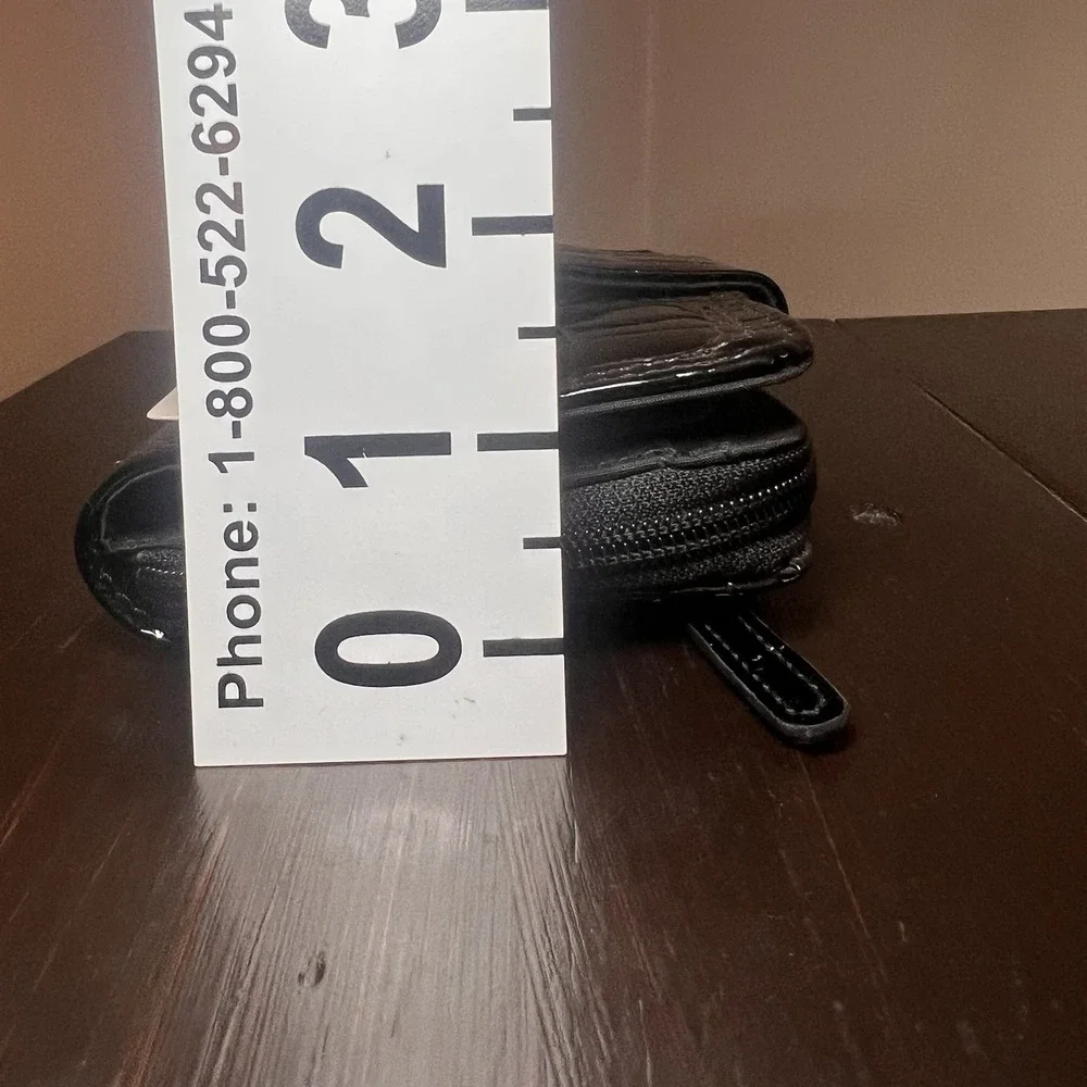 Relativity NWT Black Patent Croc Zip Around Tab Wallet Bi-fold